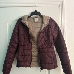 Only Women's Maroon Puffer Jacket